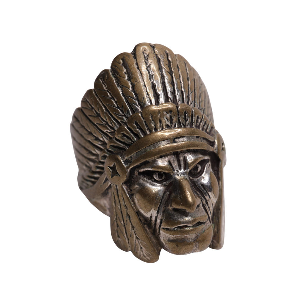 Vintage G&S Stainless 1985 Indian Chief Native American Biker Ring Size 12